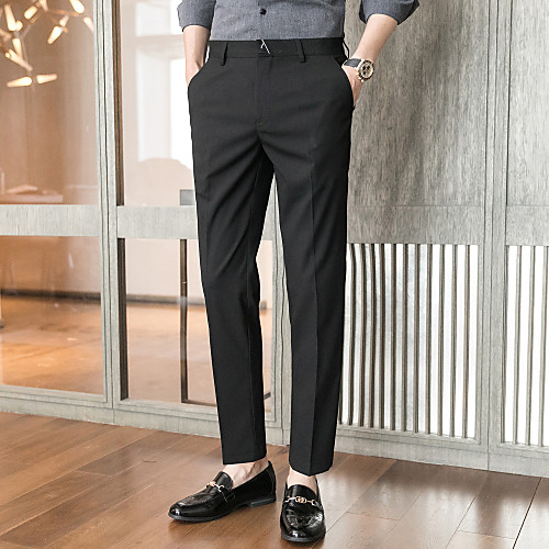 

Black / Khaki / Light Grey Solid Colored Standard Fit Spandex / Polyester Suit - Notch No Buttons / Suits