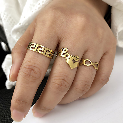 

Ring Geometrical Gold Silver Stainless Steel Heart Stylish Simple Luxury 3pcs Adjustable 7-9 / Women's