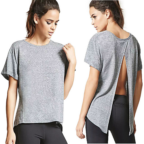 

Women's Tee / T-shirt Backless Crew Neck Solid Color Cute Sport Athleisure T Shirt Short Sleeves Breathable Soft Comfortable Everyday Use Exercising General Use
