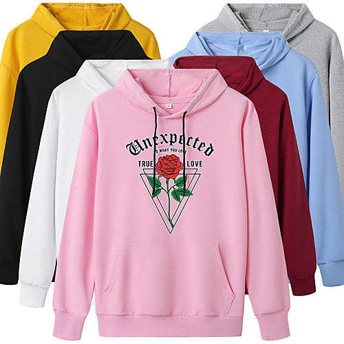 

Women's Hoodie Pullover Artistic Style Hoodie Flower Letter Printed Sport Athleisure Hoodie Top Long Sleeve Warm Soft Oversized Comfortable Everyday Use Exercising General Use / Winter