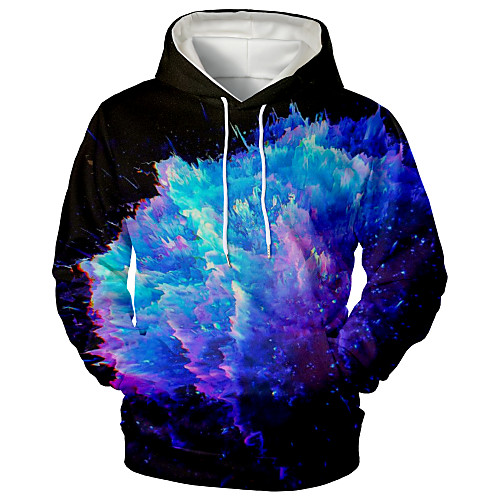 

Men's Hoodie Graphic Daily Going out 3D Print Sports & Outdoors Hoodies Sweatshirts Blue