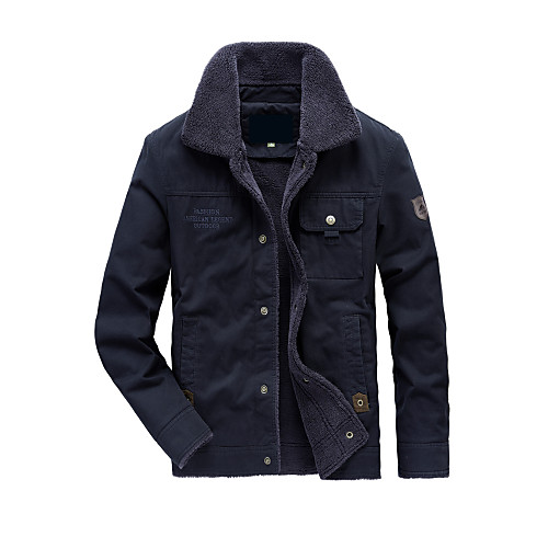 

Men's Solid Colored Basic Fall & Winter Jacket Regular Daily Long Sleeve Rayon Coat Tops Blue