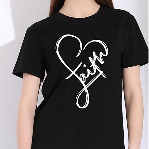 

Women's Tee / T-shirt Cartoon Crew Neck Heart Letter Printed Sport Athleisure T Shirt Short Sleeves Breathable Soft Comfortable Plus Size Everyday Use Exercising General Use