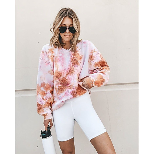 

Women's Pullover Sweatshirt Tie Dye Daily Basic Hoodies Sweatshirts Red