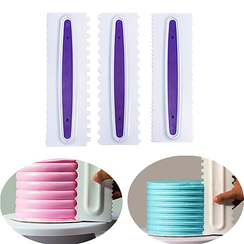 

3Pcs Cake Decorating Comb Cake Scraper Smoother Cream Decorating Pastry Icing Comb Fondant Spatulas Baking Pastry Tools