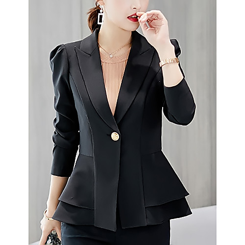

Women's Blazer Polyester Coat Tops Black / Blushing Pink / Royal Blue