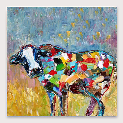 

Oil Painting Hand Painted Square Abstract Modern Stretched Canvas