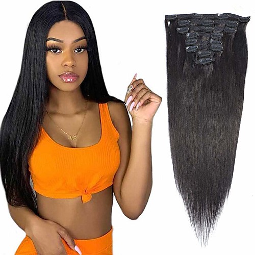 

Clip In Hair Extensions Remy Human Hair Clip On Hair Extensions 7pcs 100 g Pack Straight Blonde 14-24 inch Hair Extensions