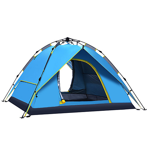 

BSwolf 4 person Automatic Tent Outdoor Waterproof Rain Waterproof Dust Proof Double Layered Camping Tent 2000-3000 mm for Camping / Hiking Terylene Fibre Glass
