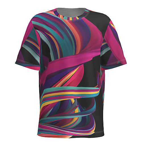 

Men's T shirt 3D Print Graphic Abstract Short Sleeve Daily Tops Basic Rainbow