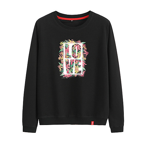 

Women's Sweatshirt Pullover Black White Pink Artistic Style Crew Neck Cotton Cute Letter Printed Sport Athleisure Sweatshirt Top Long Sleeve Breathable Warm Soft Comfortable Everyday Use Causal