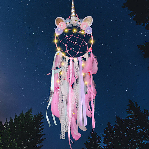 

LED Boho Dream Catcher Handmade Gift Wall Hanging Decor Art Ornament Craft Unicorn Flower 2075cm For Kids Bedroom Wedding Festival