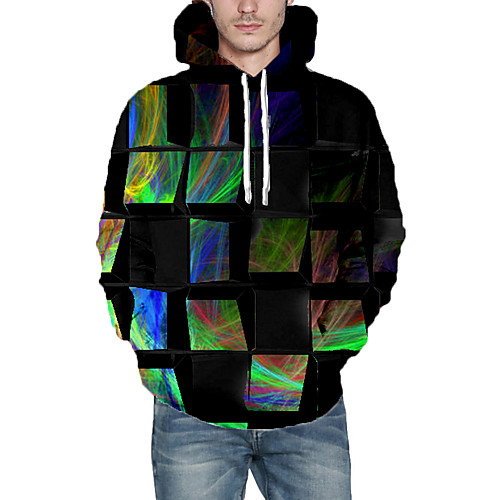 

Men's Daily Hoodie Geometric Graphic Hooded Casual Hoodies Sweatshirts Rainbow
