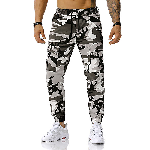 

Men's Cotton Loose Tactical Cargo Pants Camouflage Full Length Blue Army Green Orange / Spring / Fall