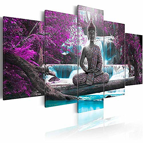 

canvas print design wall art painting decor zen decorations for home buddha landscape artwork pictures bedroom (purple, overall 60''w x 30''h)