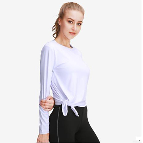 

UABRAV Women's Long Sleeve Running Shirt Tee Tshirt Top Athleisure Breathable Quick Dry Sweat-wicking Gym Workout Performance Running Jogging Training Sportswear Solid Colored White Black Blue Purple