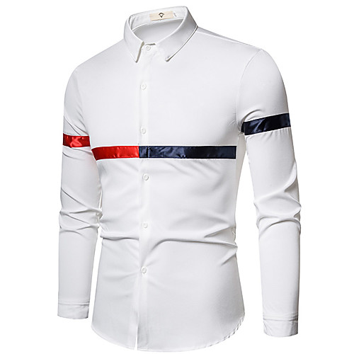 

Men's Shirt non-printing Color Block Long Sleeve Daily Tops White Black