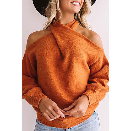 

Women's Basic Knitted Solid Colored Pullover Long Sleeve Loose Sweater Cardigans V Neck Fall Winter Black Red Blushing Pink