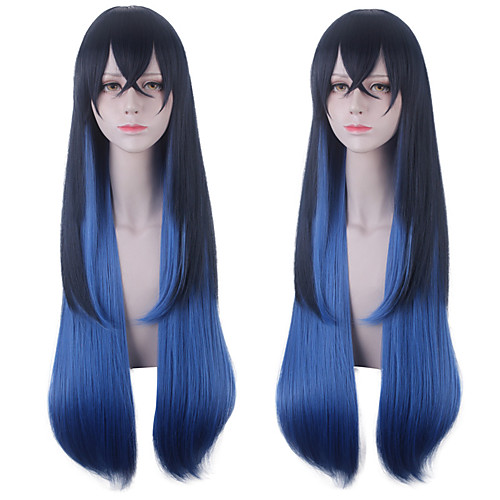 

Synthetic Wig Hashibira Inosuke Demon Slayer Natural Straight With Ponytail Wig Long Black / Blue Synthetic Hair 30 inch Women's Anime Cosplay Creative Black Blue / Ombre Hair