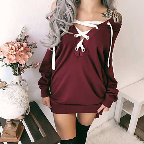 

Women's Pullover Sweatshirt Solid Colored Daily Casual Hoodies Sweatshirts Black Wine Gray