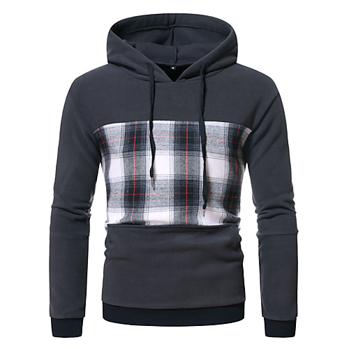 

Men's Pullover Hoodie Sweatshirt Color Block Other Prints Basic Hoodies Sweatshirts Dark Gray