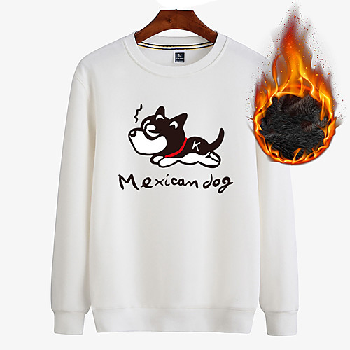 

Men's Sweatshirt Pullover Black White Blue Cartoon Crew Neck Fleece Cartoon Dog Letter Printed Sport Athleisure Sweatshirt Top Long Sleeve Warm Soft Comfortable Everyday Use Causal Exercising General