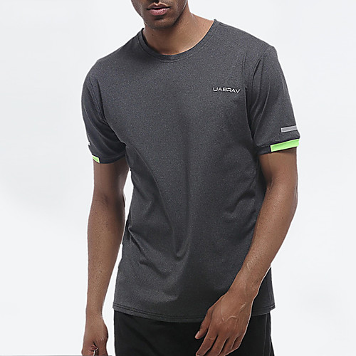 

UABRAV Men's Short Sleeve Running Shirt Tee Tshirt Top Athleisure Breathable Quick Dry Sweat-wicking Gym Workout Performance Running Jogging Training Sportswear Solid Colored Grey Activewear