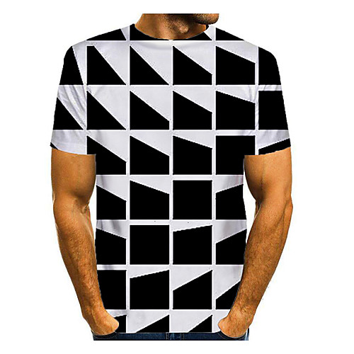 

Men's T shirt Graphic Geometric Short Sleeve Daily Tops Basic Elegant White