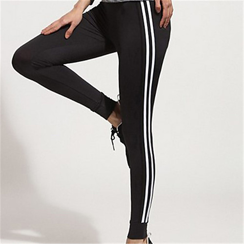 

Women's Yoga Pants Tights Tummy Control Butt Lift Breathable Stripes Black Yoga Fitness Gym Workout Sports Activewear Stretchy