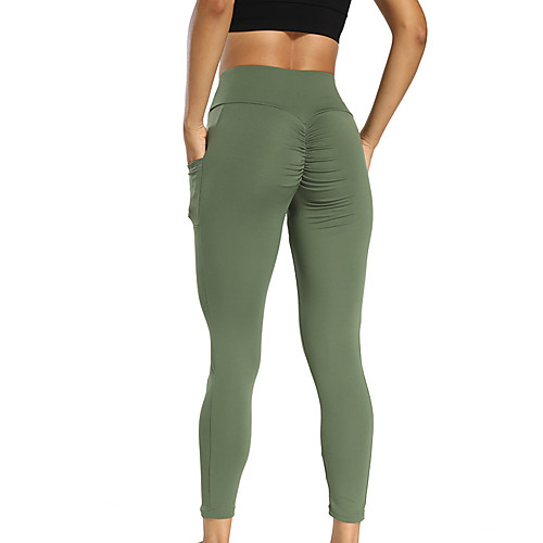 

Women's Yoga Pants Scrunch Butt Side Pockets Tights Leggings Tummy Control Butt Lift Breathable Black Red Green Spandex Yoga Fitness Running Winter Sports Activewear High Elasticity / Quick Dry