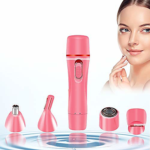 

hair remover lady shaver,usb charging 4 in1 painless waterproof smooth facial hair remover shaver, nose hair trimmer, eyebrow trimmer, body shaver,bikini facial hair removal for wome