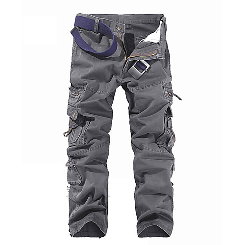 

Men's Basic Outdoor Cotton Slim Daily Tactical Cargo Pants Solid Colored Full Length Classic Black Khaki Gray / Fall / Winter
