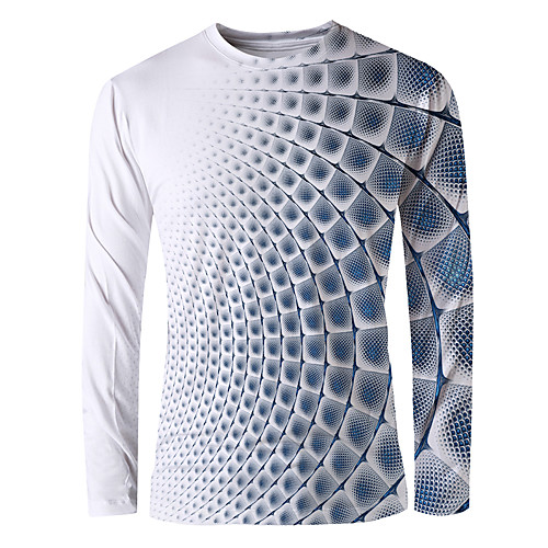

Men's T shirt Graphic Print Long Sleeve Daily Tops Basic Elegant Blue