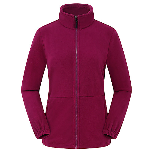 

Women's Hiking Fleece Jacket Winter Outdoor Solid Color Thermal Warm Windproof Fleece Lining Breathable Top Fleece Full Length Visible Zipper Fishing Climbing Camping / Hiking / Caving Black Purple