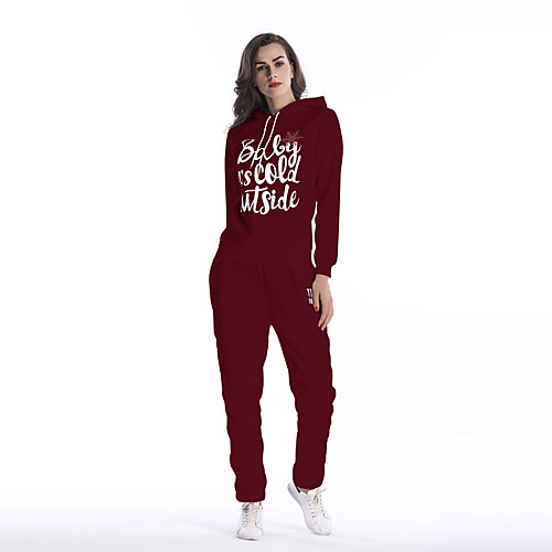 

Women's Sweatsuit 2 Piece Set Artistic Style Loose Fit Hoodie Fleece Cute Letter Printed Sport Athleisure Clothing Suit Long Sleeve Warm Soft Comfortable Everyday Use Causal Exercising General Use