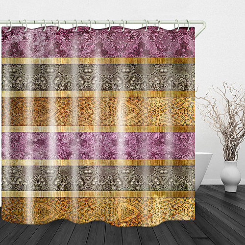 

Striped Noble Fabric Digital Print Waterproof Fabric Shower Curtain for Bathroom Home Decor Covered Bathtub Curtains Liner Includes with Hooks