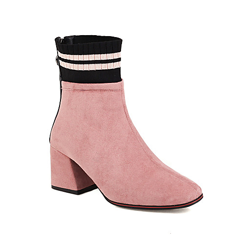 

Women's Boots Sock Boots Block Heel Boots Block Heel Round Toe Booties Ankle Boots Chinoiserie Daily Party & Evening Knit Suede Color Block Black Red Pink / Booties / Ankle Boots