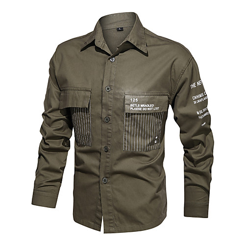

Men's Shirt Solid Colored Long Sleeve Daily Tops Cotton Basic Black Army Green Khaki