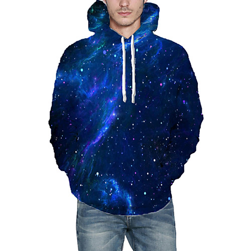 

Men's Daily Hoodie Galaxy Graphic Hooded Casual Hoodies Sweatshirts Black