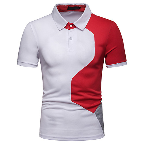 

Men's Polo Color Block Short Sleeve Daily Tops White Red Gray