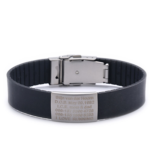 

Personalized Customized Bracelet Stainless Steel Geometric Black Blue Red