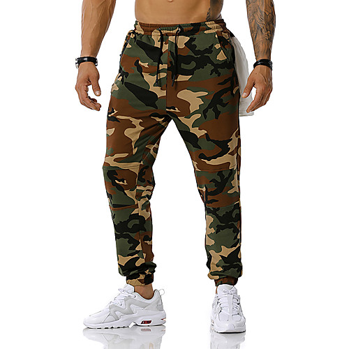 

Men's Sweatpants Pants Camouflage Full Length Blue Army Green Gray