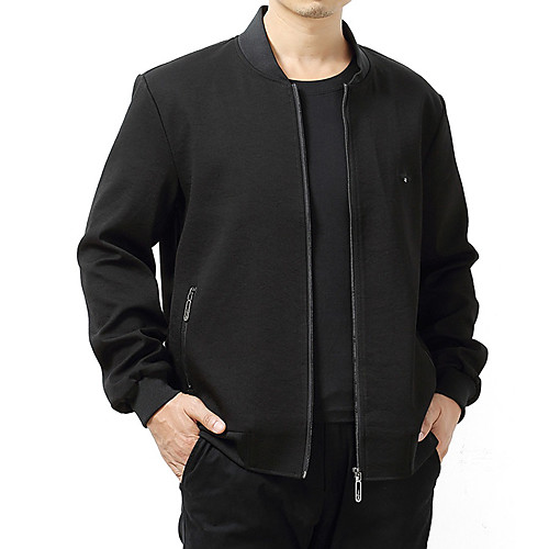 

Men's Solid Colored Patchwork Basic Fall & Winter Jacket Regular Daily Long Sleeve Polyester Coat Tops Black