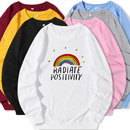 

Women's Sweatshirt Pullover Cartoon Crew Neck Color Block Letter Printed Sport Athleisure Sweatshirt Top Long Sleeve Warm Soft Oversized Comfortable Everyday Use Causal Exercising General Use