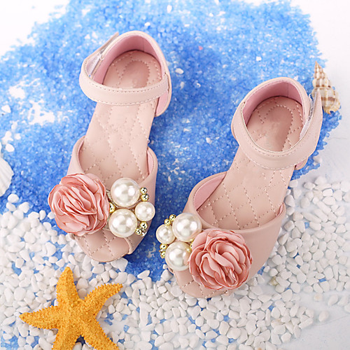 

Girls' Sandals Comfort Flower Girl Shoes Patent Leather Floral Little Kids(4-7ys) Big Kids(7years ) Daily Party & Evening Rhinestone Pearl Flower Dusty Rose Ivory Summer Fall