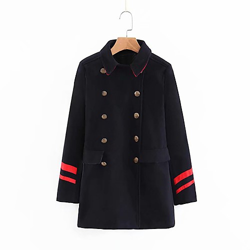 

Women's Solid Colored Basic Fall & Winter Coat Long Daily Long Sleeve Wool Blend Coat Tops Dusty Blue