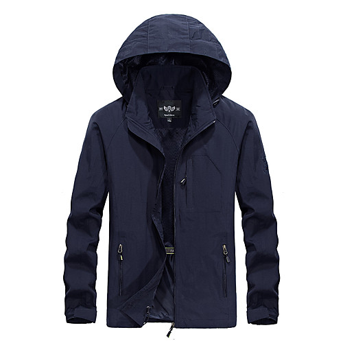 

Men's Solid Colored Basic Spring & Fall Jacket Regular Daily Long Sleeve Nylon Coat Tops Blue