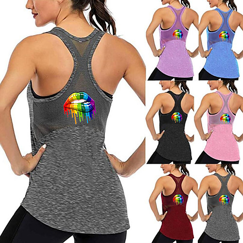 

Women's Tank Top Patchwork Fashion Black Purple Red Blue Pink Mesh Cotton Yoga Fitness Gym Workout Top Sport Activewear Breathable Quick Dry Comfortable Stretchy