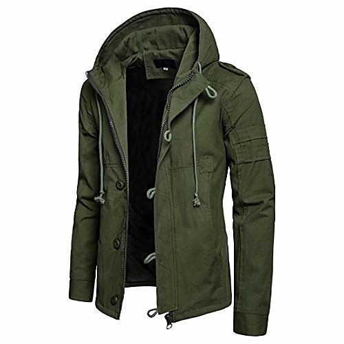 

Men's Coat Parka Casual / Daily Solid Color Black / khaki / Army Green S / M / L