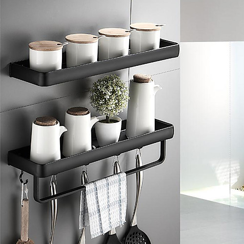 

30cm Kitchen Bathroom Shelf Bath Shower Shelf Aluminum Black Bathroom Corner Shelf Wall Mounted Black Aluminum Kitchen Storage Holder